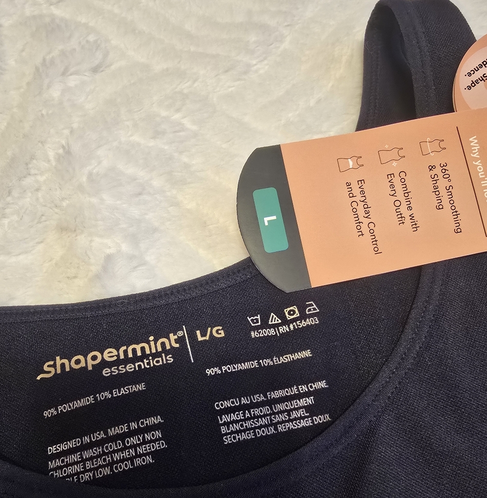 SHAPERMINT All Day Everyday Women's Black Tank Top. Size L - Picture 7 of 8